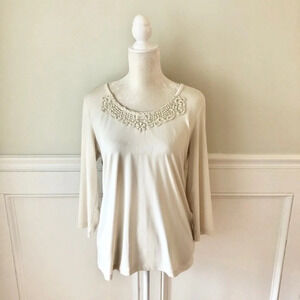 212 Collection Ivory Blouse Crochet Lace Top M